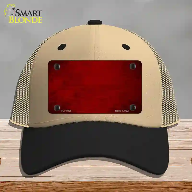 Red Oil Rubbed Solid Novelty License Plate Hat Mesh / Khaki|Black