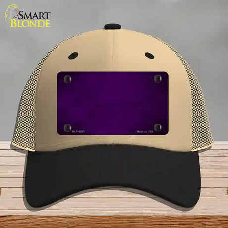 Purple Oil Rubbed Solid Novelty License Plate Hat Mesh / Khaki|Black