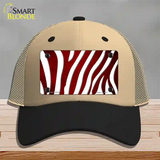 Red White Zebra Oil Rubbed Novelty License Plate Hat Mesh / Khaki|Black