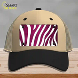 Pink White Zebra Oil Rubbed Novelty License Plate Hat Mesh / Khaki|Black