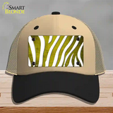 Yellow White Zebra Oil Rubbed Novelty License Plate Hat Mesh / Khaki|Black