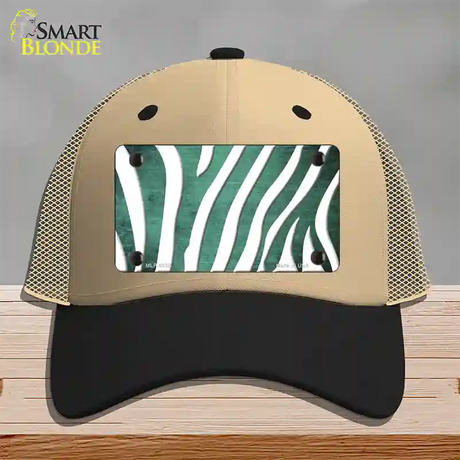 Mint White Zebra Oil Rubbed Novelty License Plate Hat Mesh / Khaki|Black