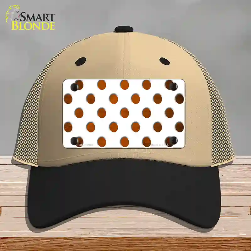 Orange White Dots Oil Rubbed Novelty License Plate Hat Mesh / Khaki|Black