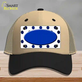 Blue White Dots Oval Oil Rubbed Novelty License Plate Hat Mesh / Khaki|Black