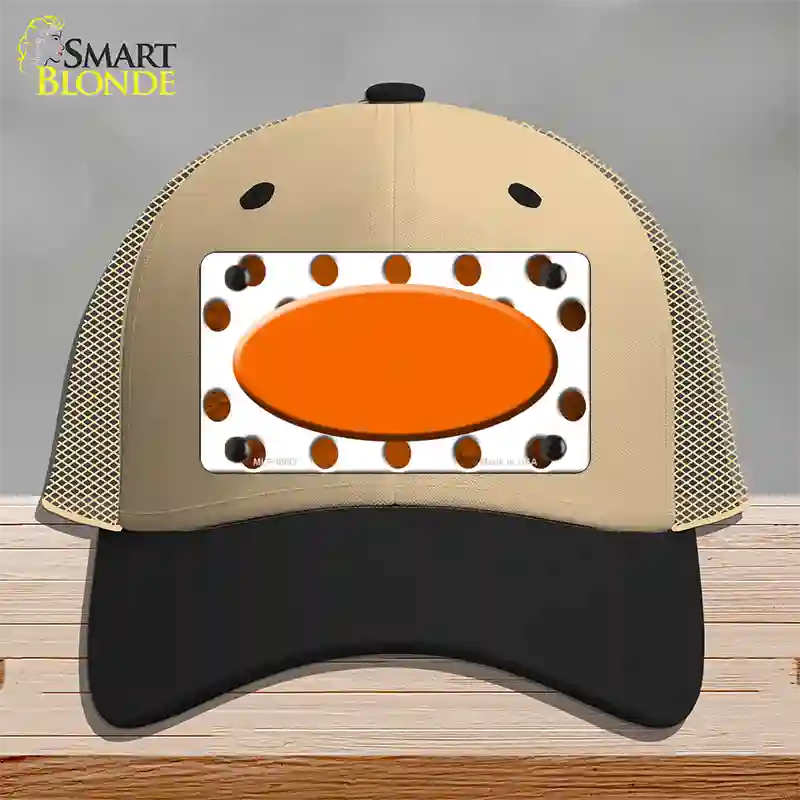 Orange White Dots Oval Oil Rubbed Novelty License Plate Hat Mesh / Khaki|Black