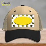 Yellow White Dots Oval Oil Rubbed Novelty License Plate Hat Mesh / Khaki|Black