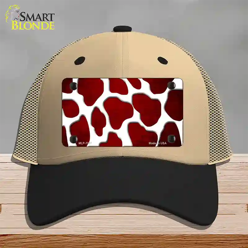 Red White Giraffe Oil Rubbed Novelty License Plate Hat Mesh / Khaki|Black