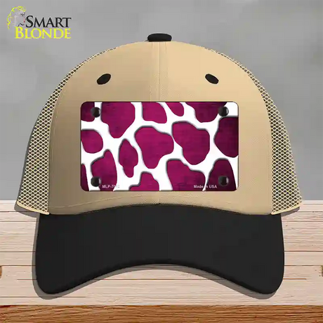 Pink White Giraffe Oil Rubbed Novelty License Plate Hat Mesh / Khaki|Black