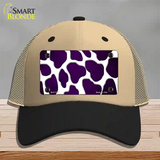 Purple White Giraffe Oil Rubbed Novelty License Plate Hat Mesh / Khaki|Black