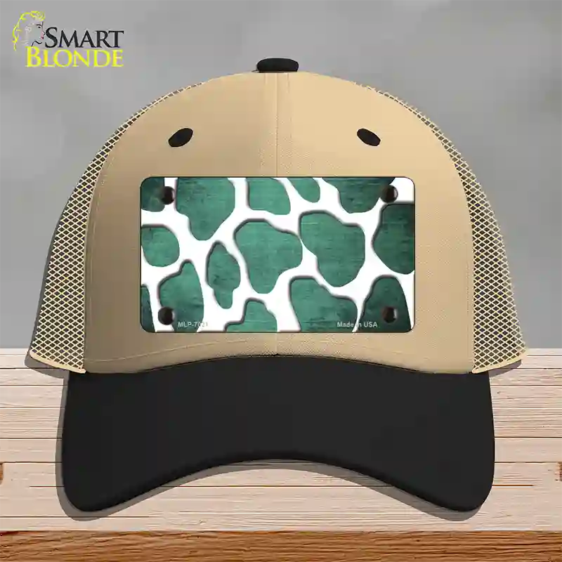 Mint White Giraffe Oil Rubbed Novelty License Plate Hat Mesh / Khaki|Black