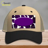 Purple White Oval Giraffe Oil Rubbed Novelty License Plate Hat Mesh / Khaki|Black