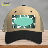 Mint White Oval Giraffe Oil Rubbed Novelty License Plate Hat Mesh / Khaki|Black