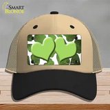 Lime Green White Hearts Giraffe Oil Rubbed Novelty License Plate Hat Mesh / Khaki|Black