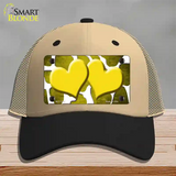 Yellow White Hearts Giraffe Oil Rubbed Novelty License Plate Hat Mesh / Khaki|Black