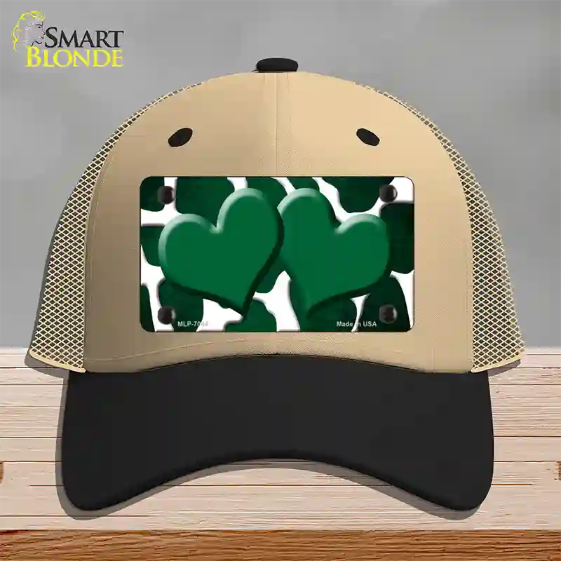 Green White Hearts Giraffe Oil Rubbed Novelty License Plate Hat Mesh / Khaki|Black