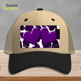 Purple White Hearts Giraffe Oil Rubbed Novelty License Plate Hat Mesh / Khaki|Black