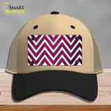 Pink White Chevron Oil Rubbed Novelty License Plate Hat Mesh / Khaki|Black