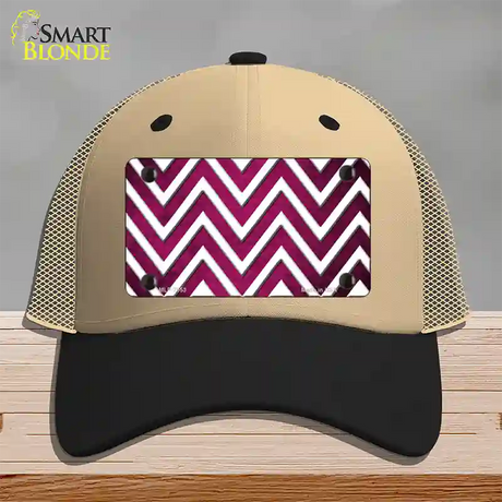 Pink White Chevron Oil Rubbed Novelty License Plate Hat Mesh / Khaki|Black