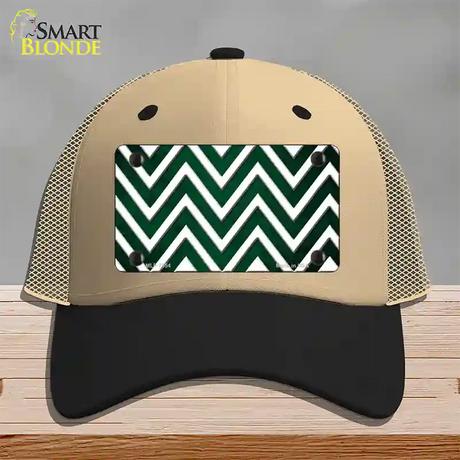 Green White Chevron Oil Rubbed Novelty License Plate Hat Mesh / Khaki|Black