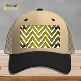 Yellow White Chevron Oil Rubbed Novelty License Plate Hat Mesh / Khaki|Black