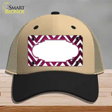 Pink White Chevron Scallop Oil Rubbed Novelty License Plate Hat Mesh / Khaki|Black