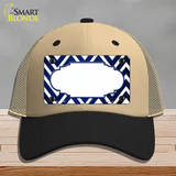 Blue White Chevron Scallop Oil Rubbed Novelty License Plate Hat Mesh / Khaki|Black