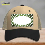 Lime Green White Chevron Scallop Oil Rubbed Novelty License Plate Hat Mesh / Khaki|Black