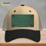 Green White Quatrefoil Oil Rubbed Novelty License Plate Hat Mesh / Khaki|Black