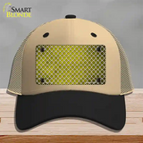 Yellow White Quatrefoil Oil Rubbed Novelty License Plate Hat Mesh / Khaki|Black