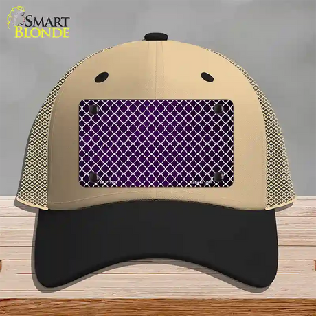 Purple White Quatrefoil Oil Rubbed Novelty License Plate Hat Mesh / Khaki|Black