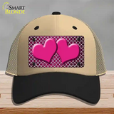 Pink White Quatrefoil Hearts Oil Rubbed Novelty License Plate Hat Mesh / Khaki|Black