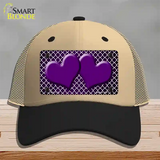 Purple White Quatrefoil Hearts Oil Rubbed Novelty License Plate Hat Mesh / Khaki|Black