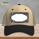 Black White Quatrefoil Scallop Oil Rubbed Novelty License Plate Hat Mesh / Khaki|Black