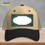 Green White Quatrefoil Scallop Oil Rubbed Novelty License Plate Hat Mesh / Khaki|Black