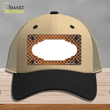 Orange White Quatrefoil Scallop Oil Rubbed Novelty License Plate Hat Mesh / Khaki|Black