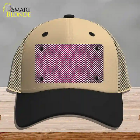 Pink White Small Chevron Oil Rubbed Novelty License Plate Hat Mesh / Khaki|Black