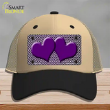 Purple White Small Chevron Hearts Oil Rubbed Novelty License Plate Hat Mesh / Khaki|Black