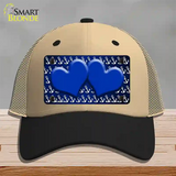 Blue White Anchor Hearts Oil Rubbed Novelty License Plate Hat Mesh / Khaki|Black