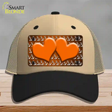 Orange White Anchor Hearts Oil Rubbed Novelty License Plate Hat Mesh / Khaki|Black