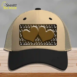 Brown White Anchor Hearts Oil Rubbed Novelty License Plate Hat Mesh / Khaki|Black