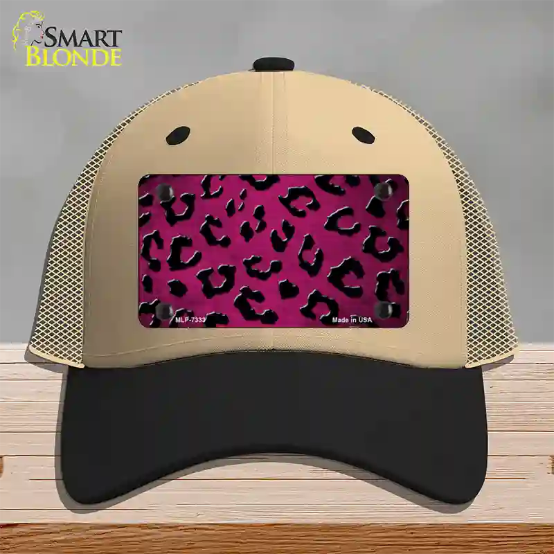 Pink Black Cheetah Oil Rubbed Novelty License Plate Hat Mesh / Khaki|Black