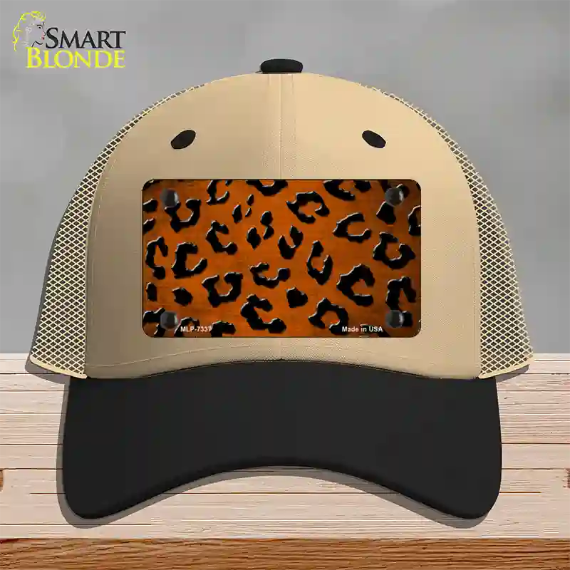 Orange Black Cheetah Oil Rubbed Novelty License Plate Hat Mesh / Khaki|Black