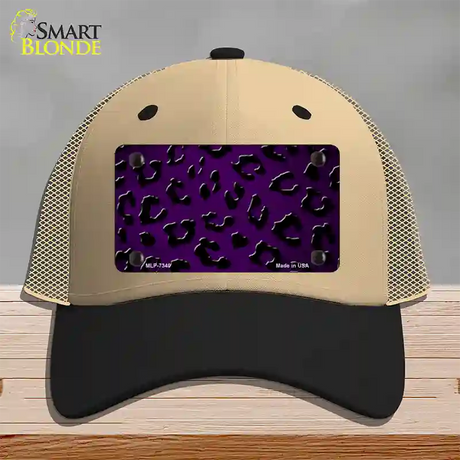 Purple Black Cheetah Oil Rubbed Novelty License Plate Hat Mesh / Khaki|Black