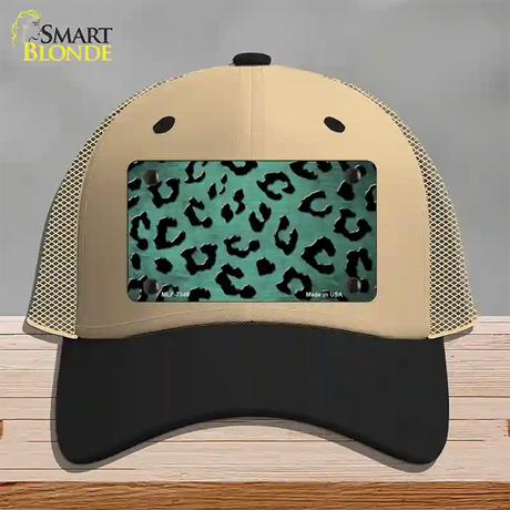 Mint Black Cheetah Oil Rubbed Novelty License Plate Hat Mesh / Khaki|Black