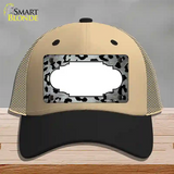 White Black Cheetah Scallop Oil Rubbed Novelty License Plate Hat Mesh / Khaki|Black