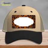 Orange Black Cheetah Scallop Oil Rubbed Novelty License Plate Hat Mesh / Khaki|Black