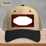 Red Black Cheetah Scallop Oil Rubbed Novelty License Plate Hat Mesh / Khaki|Black