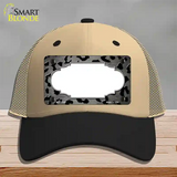 Gray Black Cheetah Scallop Oil Rubbed Novelty License Plate Hat Mesh / Khaki|Black