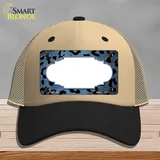 Light Blue Black Cheetah Scallop Oil Rubbed Novelty License Plate Hat Mesh / Khaki|Black