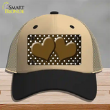 Brown White Small Dots Hearts Oil Rubbed Novelty License Plate Hat Mesh / Khaki|Black